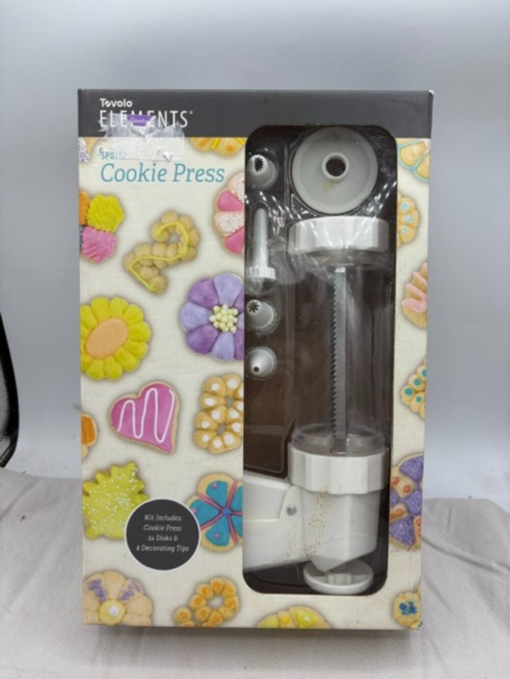 Tovolo Elements Spritz Cookie Press with 24 Disks & 8 Decorating Tips New